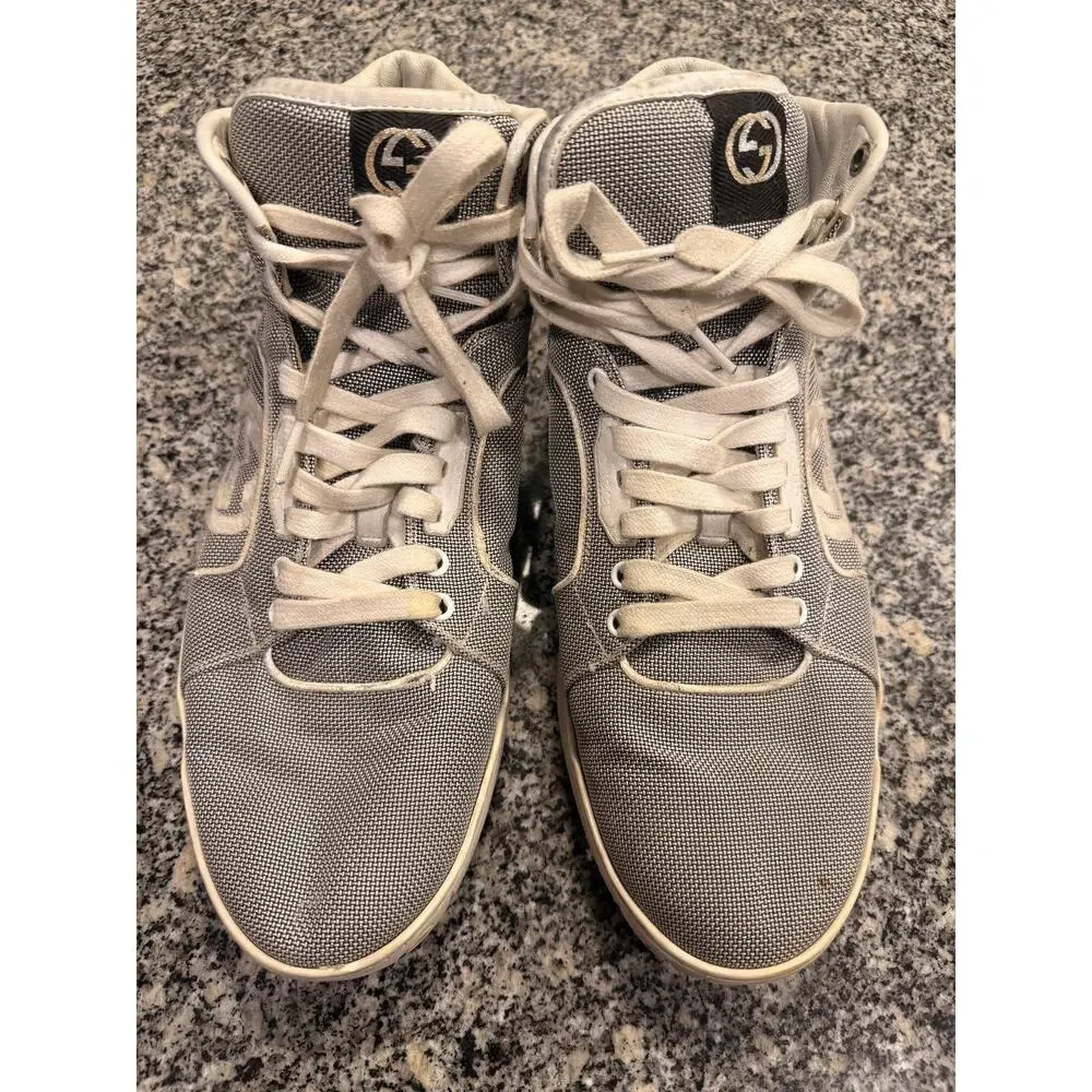Gucci Bailing Fabric & Nappa Moorea Interlocking G High-Top Sneakers 12 - Picture 4 of 12